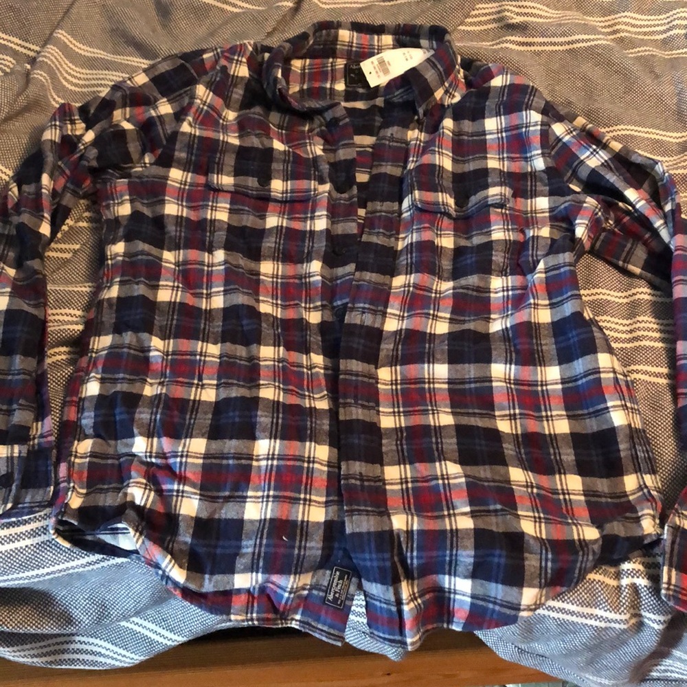 Men’s red and blue flannel shirt